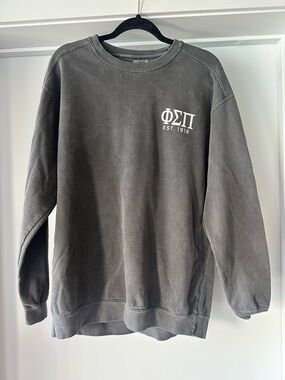 Comfort Colors Gray Crewneck with White Greek Letter Print